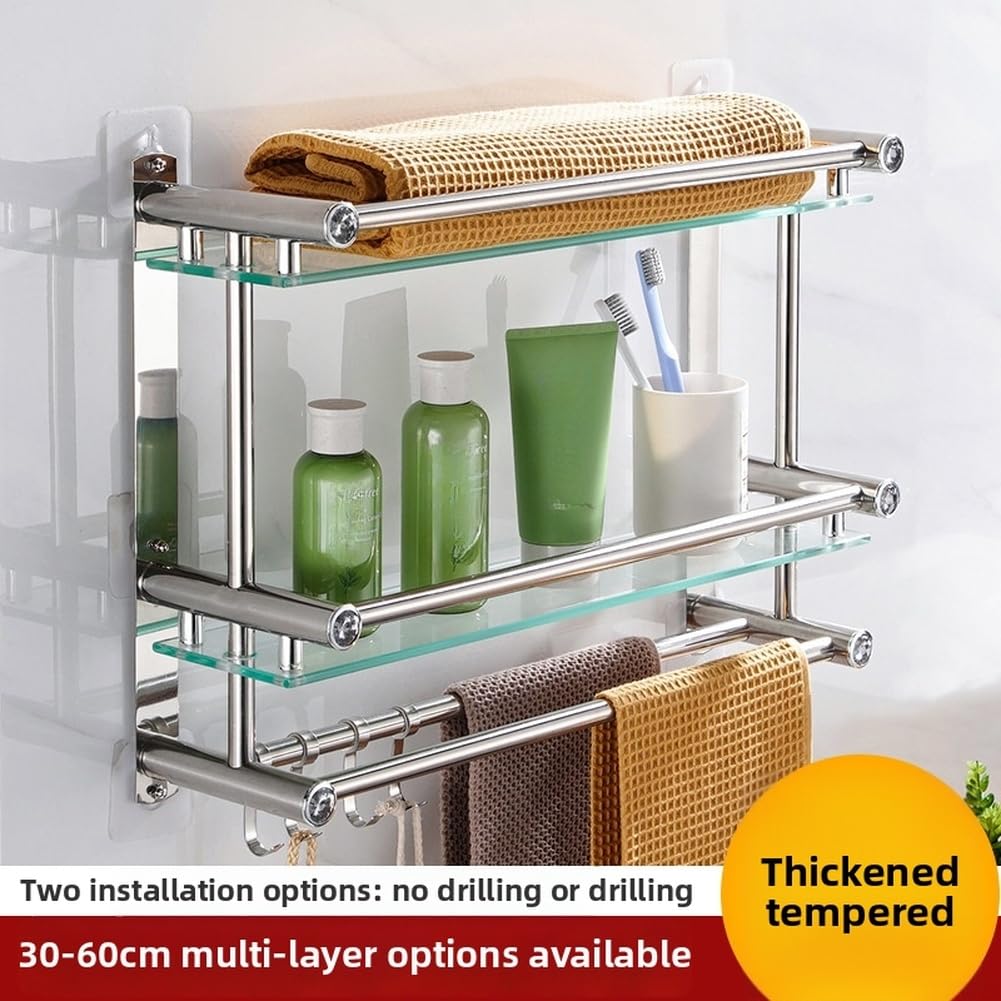 pour étagère Douche Verre Trempé 30cm Perçage pour étagère(C)