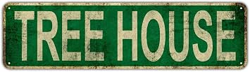 Metal Tin Sign Tree House sign Retro Aluminum Metal Sign for Street Home Office Garden Decor 416 Inches
