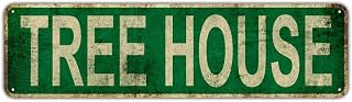 Metal Tin Sign Tree House sign Retro Aluminum Metal Sign for Street Home Office Garden Decor 4×16 Inches