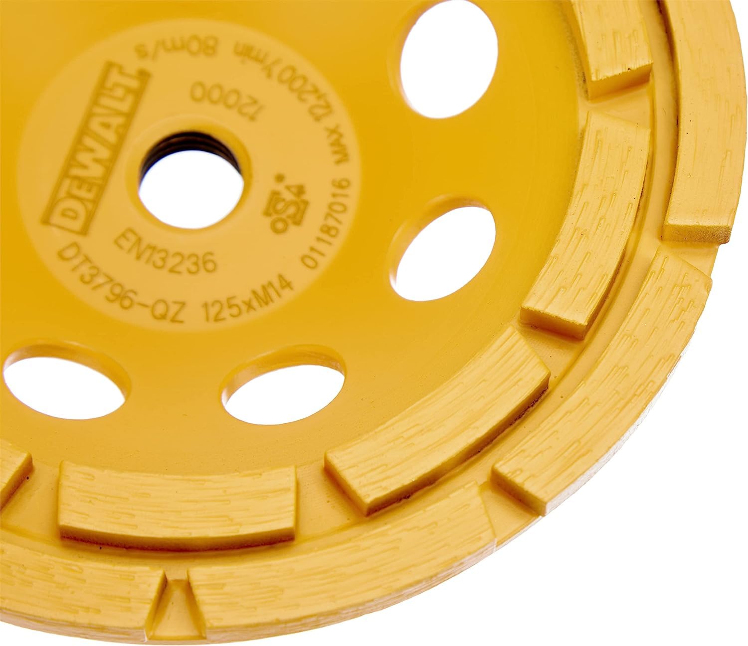 DEWALT Plateau de Surfaçage pour la Pierre 125mm M14 Double - Disque de Ponçage Diamant - Cloche Turbo - Outil de Meulage Rapide - Convient pour une Utilisation Professionnelle, DT3796-QZ