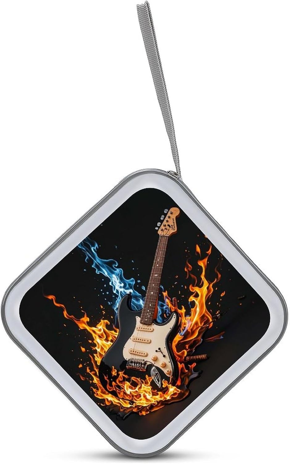 Electric Guitar Music DVD Storage Bags with Zipper, CD Portable Case Holder with Handles, Large Storage Stackable Media Binder for Travel, Cabinet, Home, Office, Car image 3