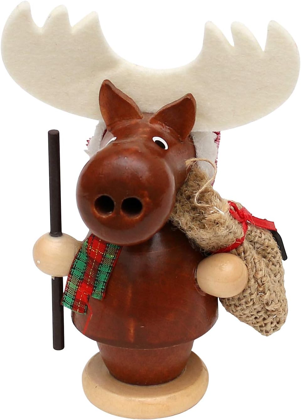 Dekohelden24 Funny Wooden Smoker Elk with Jute Bag 520099 Dimensions (L x W x H): 7 x 6 x 14 cm