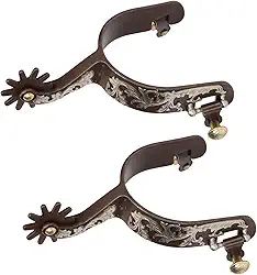 Focket Esporas caubói ocidentais, 2 peças de esporas vintage bronze de aço de baixo carbono com engrenagem giratória, esporas de bota Steampunk de metal retrô fino para cavalos adultos