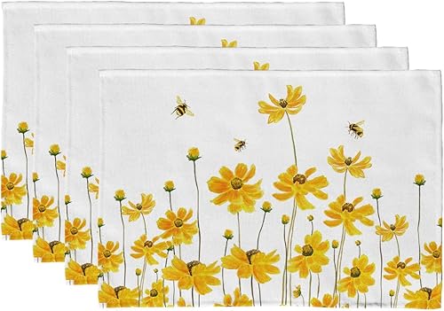 ARKENY Manteles individuales florales de verano de 18 x 12 pulgadas, decoración de primavera de temporada, casa de campo, interior, reunión