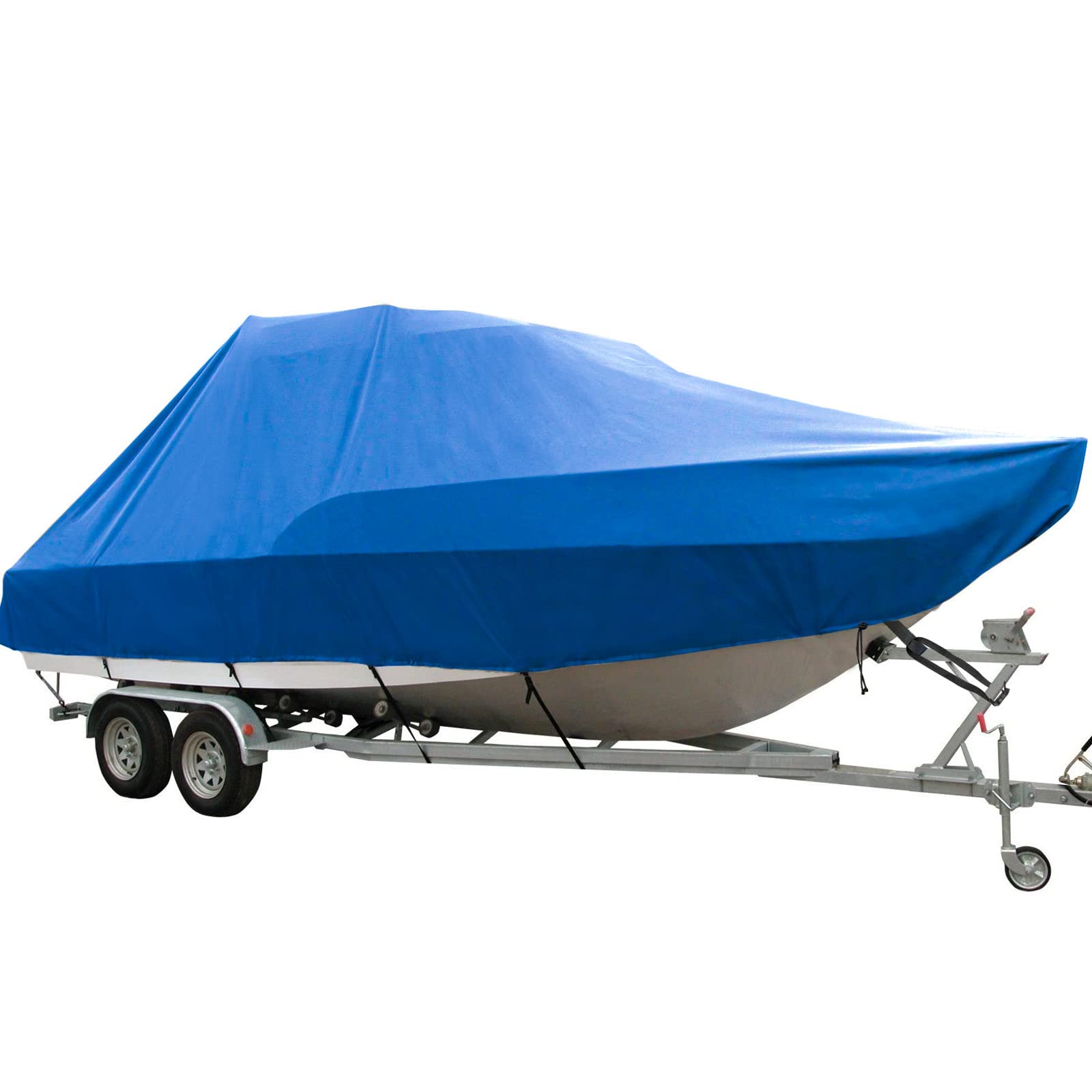 KXKZREN Trailerable Boat Cover for V-Hull Heavy Duty Waterproof UV Resistant Marine Boat Replacement Covers for Bayliner Bass Boat Fishing Boat Runabout,Blue
