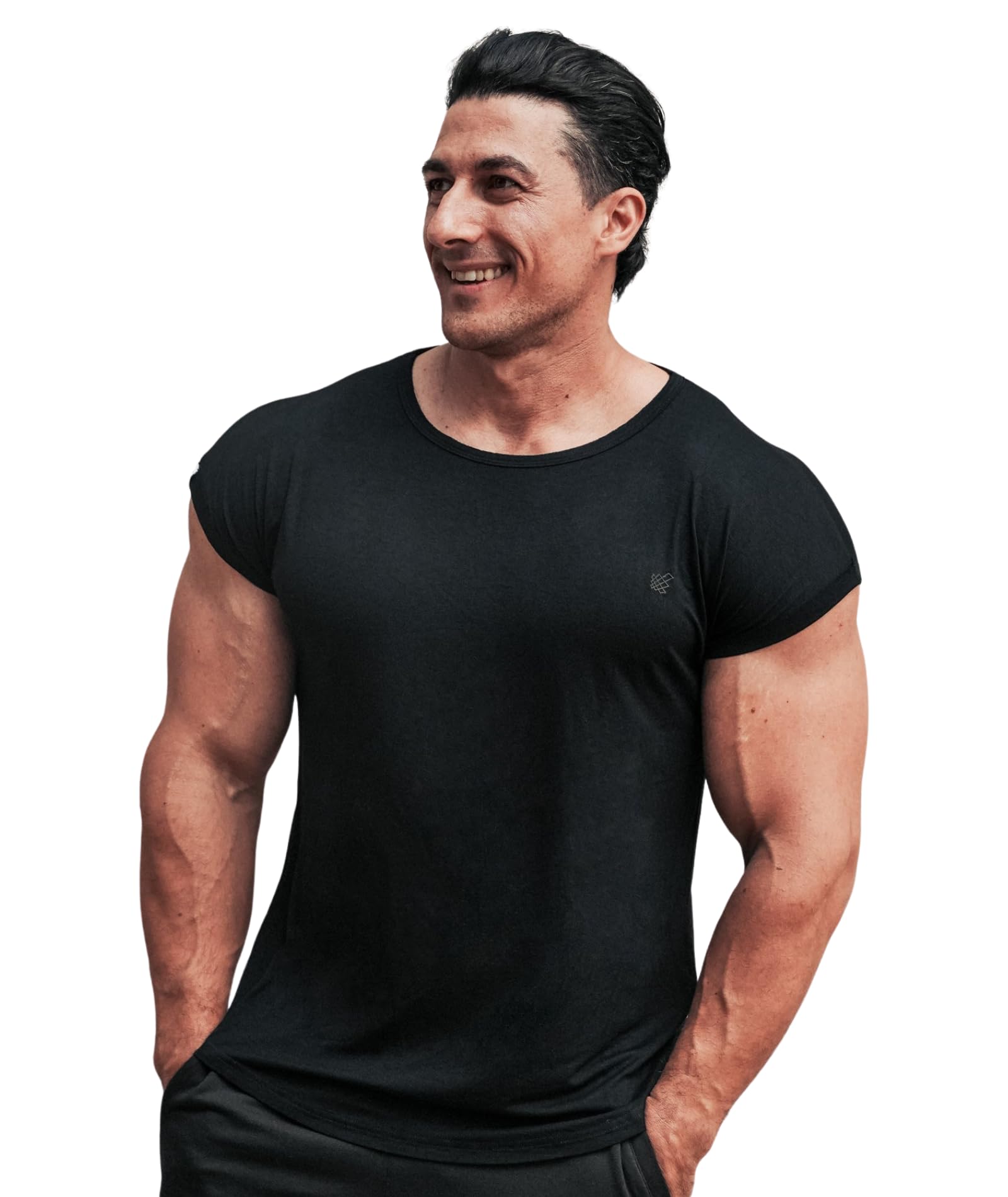 Jed North Mens Athletic Gym Workout Casual Capped Sleeve Slim-Fitted T Shirt
