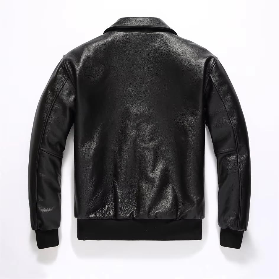 Men Air Force A2 Leather Flight Bomber Jacket | G1 Aviator Real Leather Jacket Navy G-1 Flight Jacket4