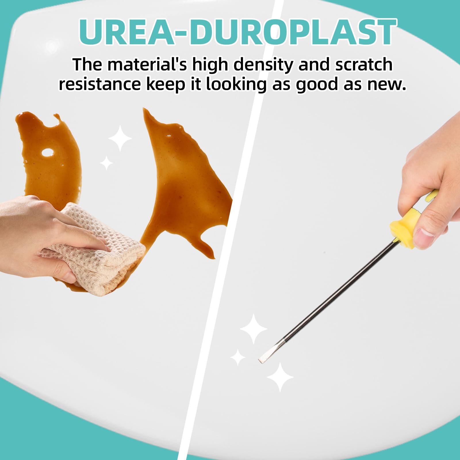 Toilettendeckel mit Absenkautomatik,Urea-Duroplast WC Sitz Quick-Release Funktion zur Einfachen Reinigung – Einfache Montage,bis 250 kg, aus Antibakteriellem Duroplast Klodeckel Urea-Duroplast