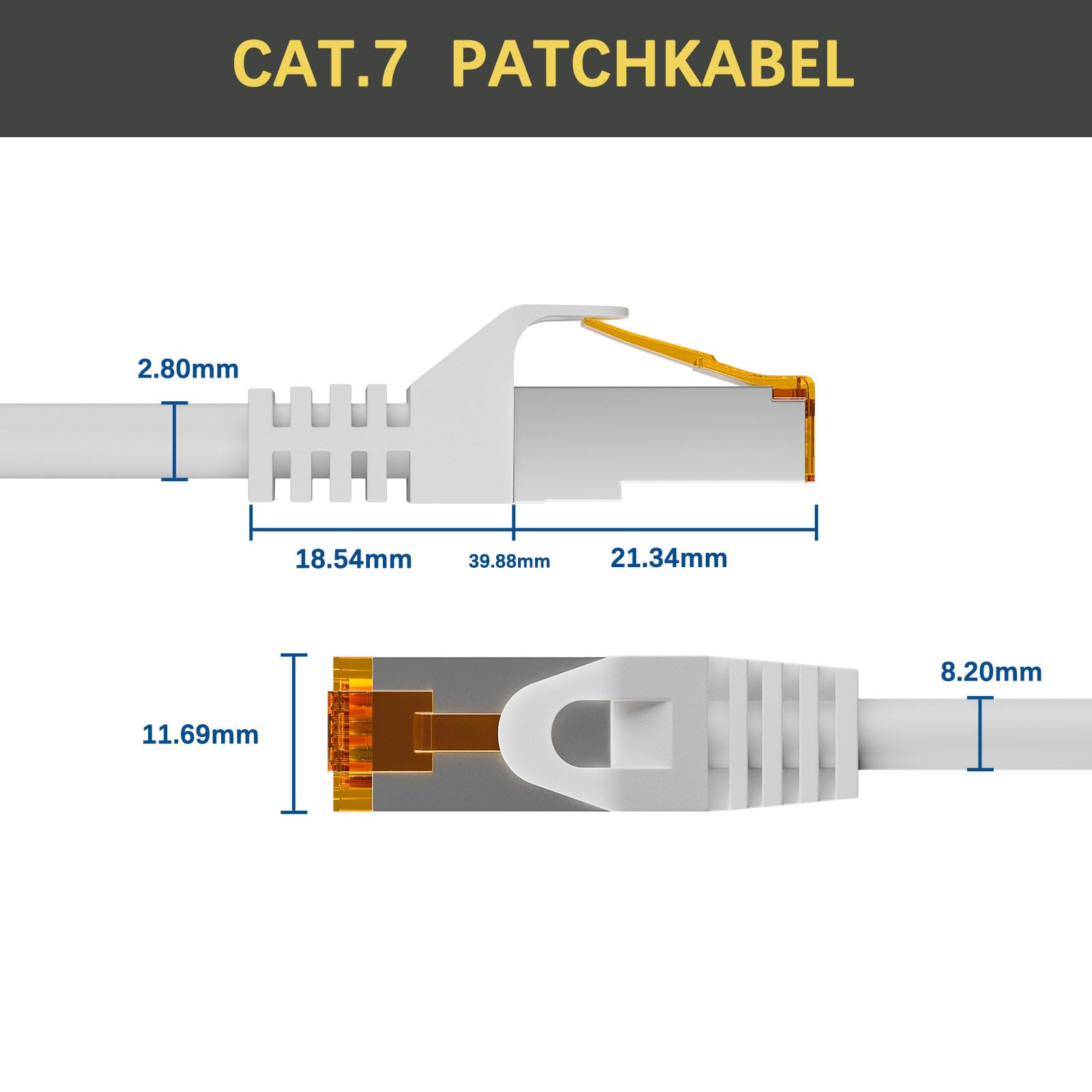 iwillink 20 x 1 m kabel krosowy CAT 7, kabel Lan CAT 7 krótki (10 Gbps, ekranowanie S/FTP PIMF, miedziany), kompatybilny z CAT7 CAT6a CAT6 panel krosowy / DSL Switch/router/modem - szary