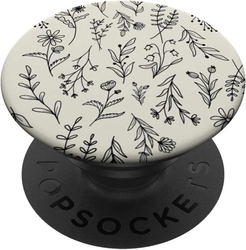 Sand Beige Wildflower Floral Flower Pattern PopSockets PopWallet for MagSafe