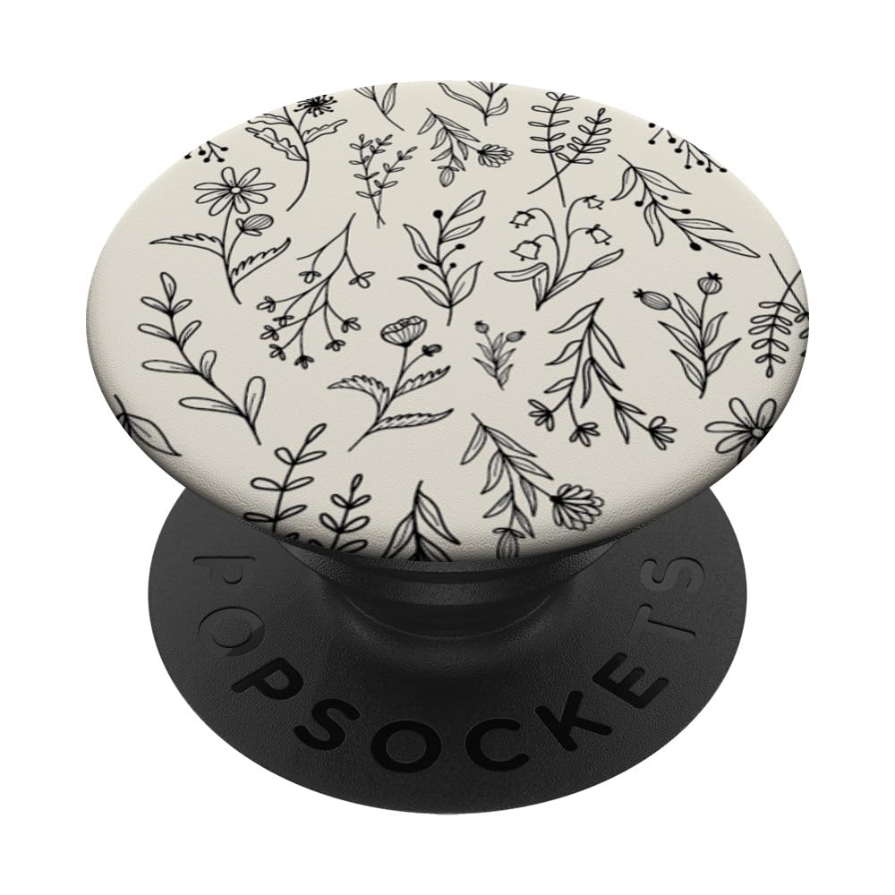 Sand Beige Wildflower Floral Flower Pattern PopSockets Adhesive PopGrip