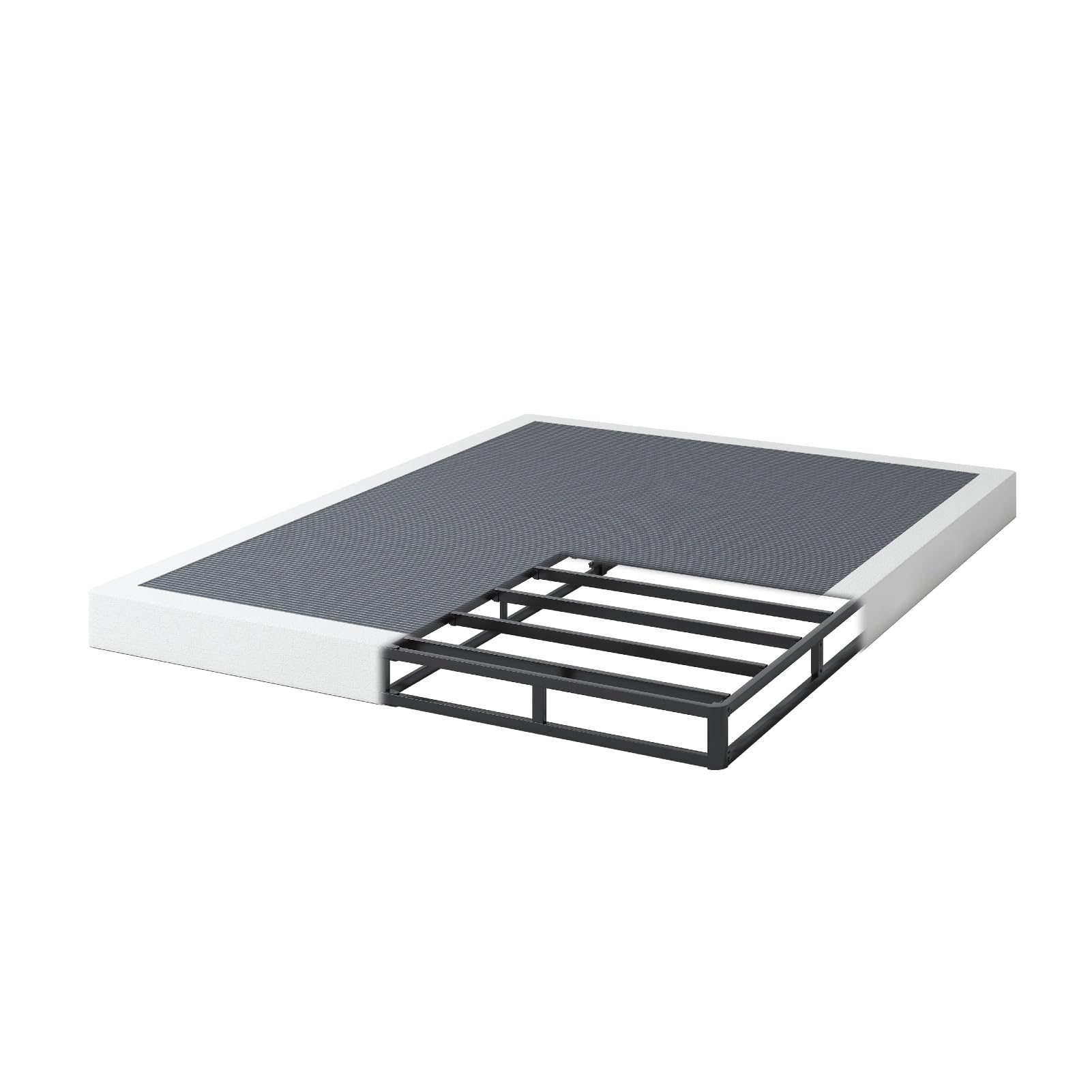 NHODIR Box Spring for King Bed, 5 inch King Size Box Spring Only, Strong Metal Frame Mattress Foundation, No Noise, Easy Assembly