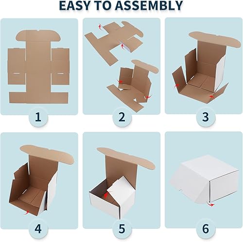 Miniatura 5 de WIFTREY Cajas de envío pequeñas de 8 x 6 x 4, paquete de 25 cajas para correo, embalaje, cajas de cartón corrugado blancas para pequeñas empresas