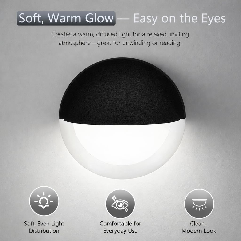 4-Pack 6-Inch Magnetic Recessed Light Half Shields, Black Anti-Glare Covers for Ceiling Can Lights, Tool-Free Snap-On Installation