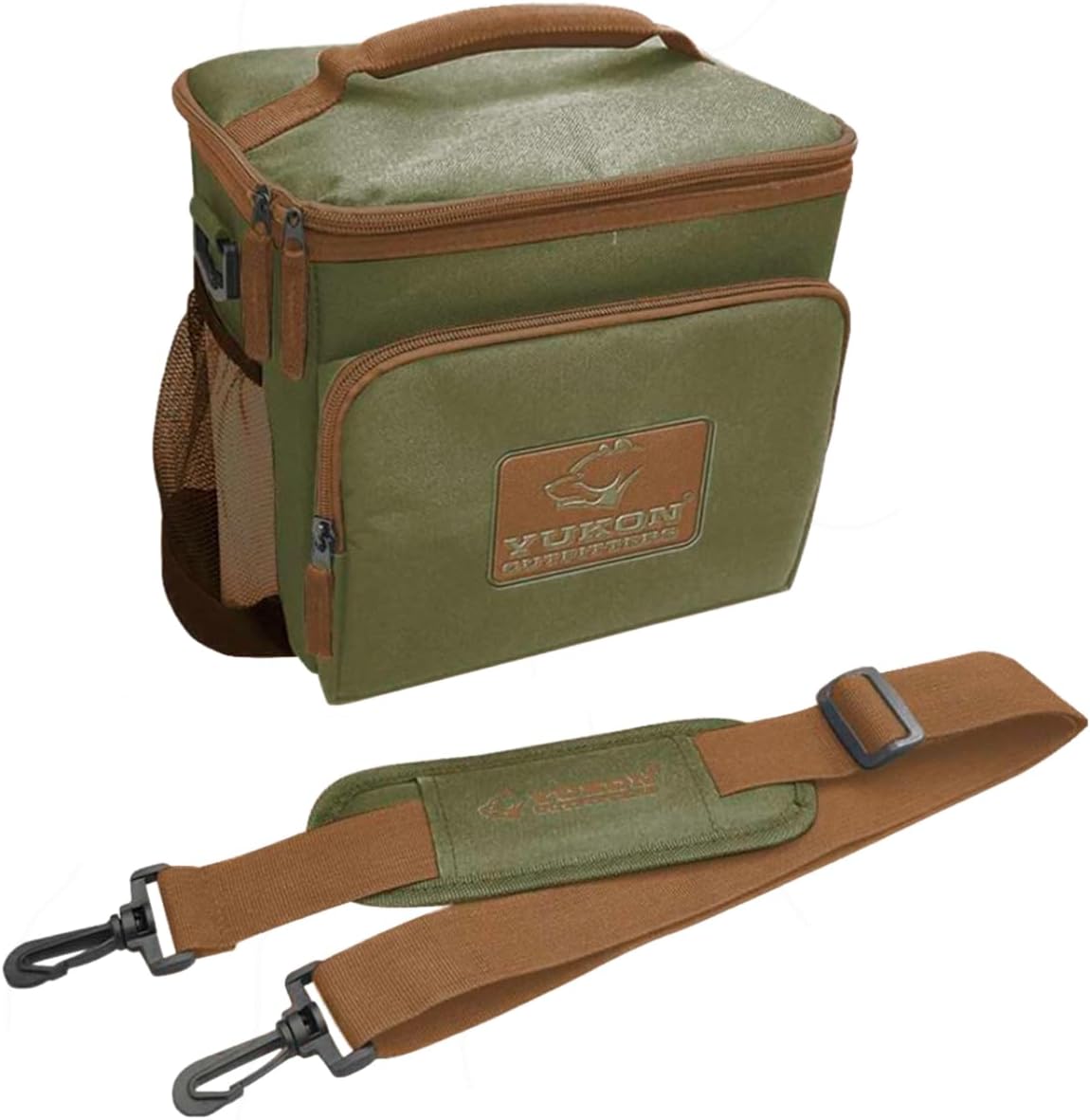 Yukon Outfitters Lunch Cooler Box, Durable Leak-Resistant Insulated Outdoor Camping Food & Beverage Cooler Bag, 8-Can Capacity, Padded Handle, Adjustable Shoulder Straps