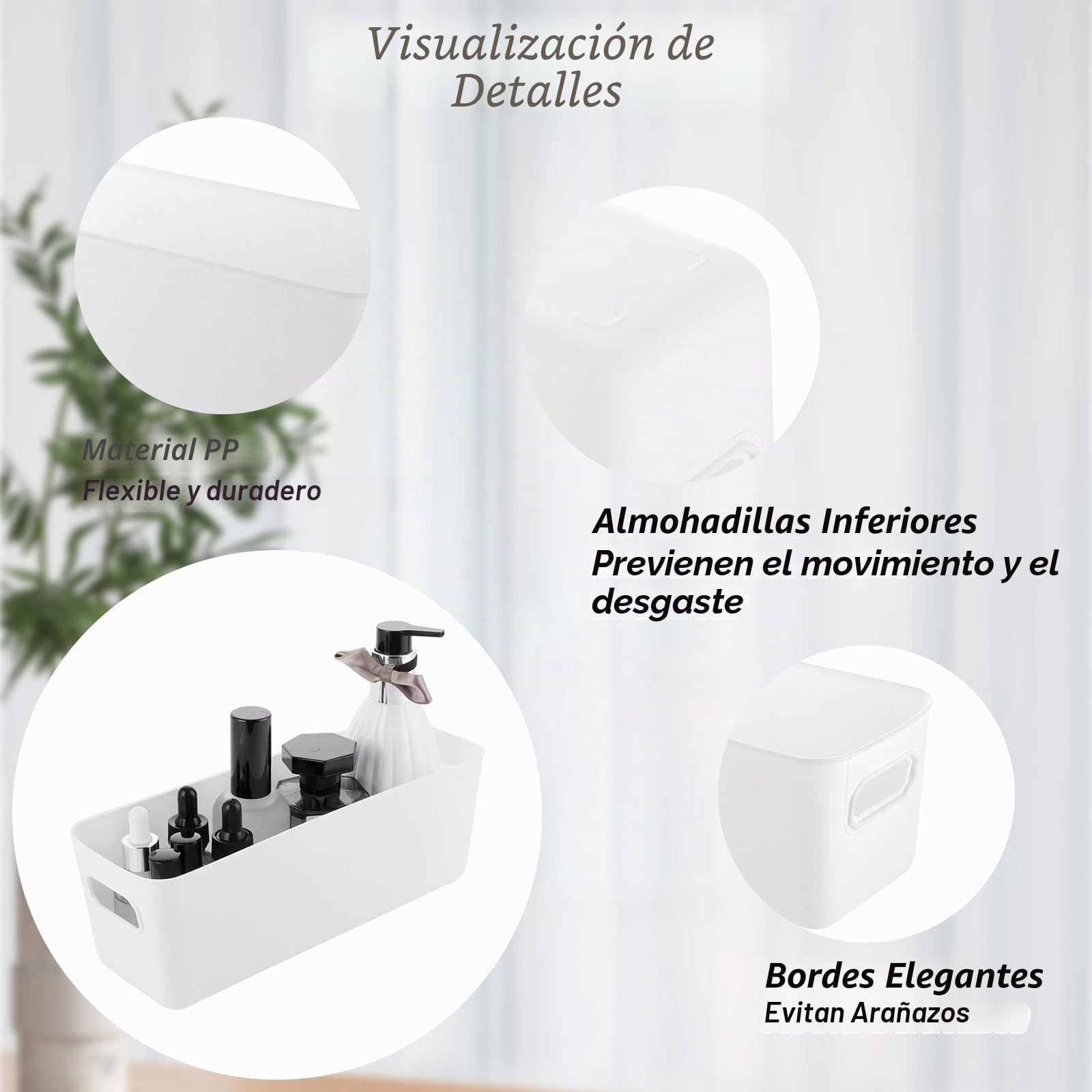 YAYODS 15 unidades de cajas de almacenamiento de plástico – 27 x 9,5 x 9 cm blanco organizador de almacenamiento con asas – cestas apilables – Cesta de almacenamiento para cocina, baño, armario