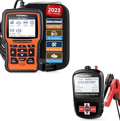 FOXWELL NT510 Elite fit para Porsche OBD2 escáner herramienta de diagnóstico Sistema completo FOXWELL BT100 Pro Probador de batería de coche 12V