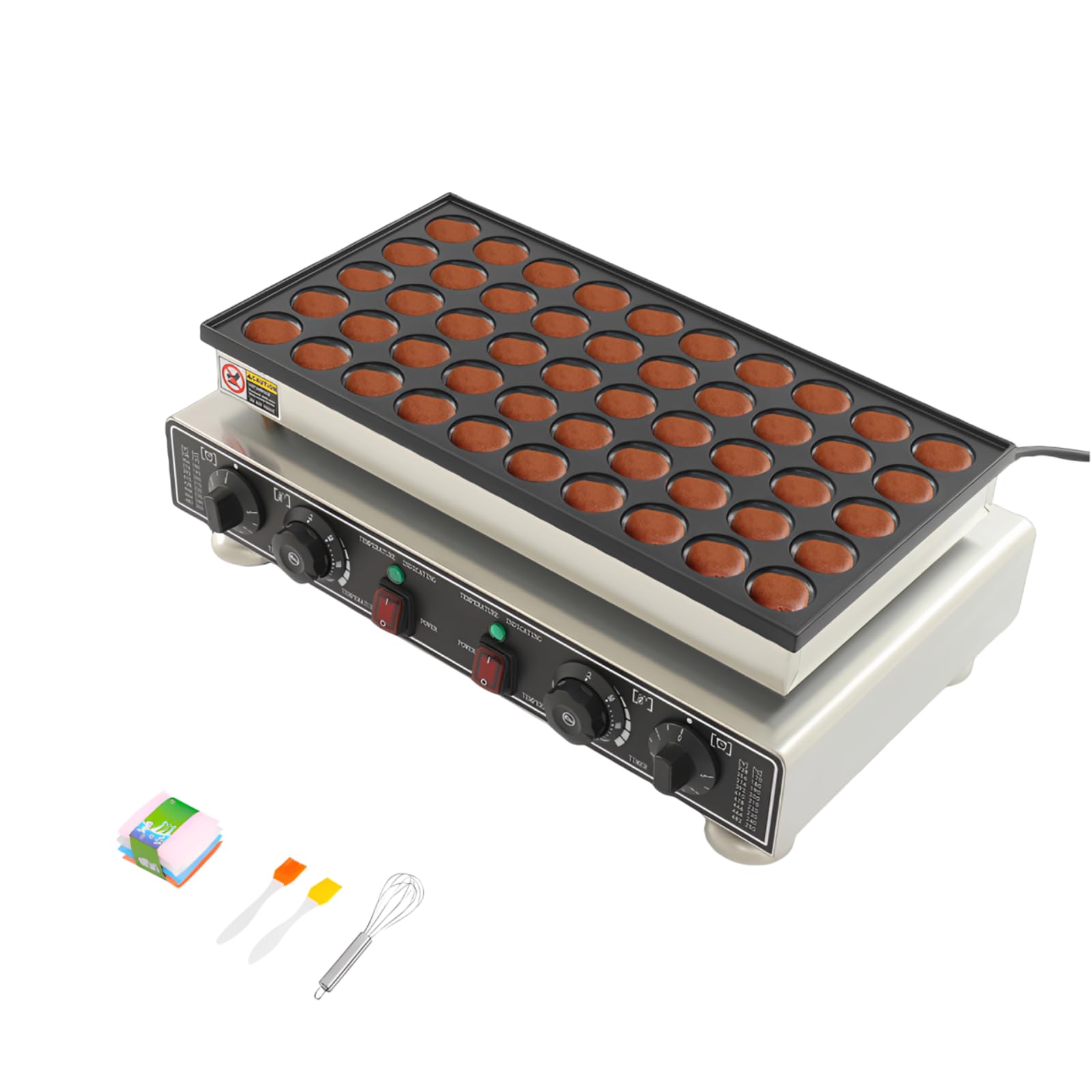 Gofrera eléctrica holandesa con 50 agujeros, 54 x 29 x 16,5 cm, antiadherente, control de temperatura y tiempo, 1800 W, gofrera para panaderías, cafés, hogares