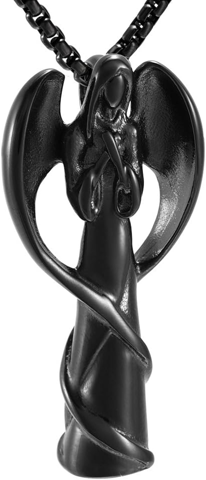 Oinsi EternityMemory Angel Lady Stainless Steel Cremation Pendant Necklace Ashes Keepsake Holder Memorial Urn Jewelry