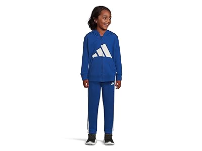 adidas Kids Essential Big Logo Fleece Jacket Jogger Set (Toddler/Little Kid) Boy