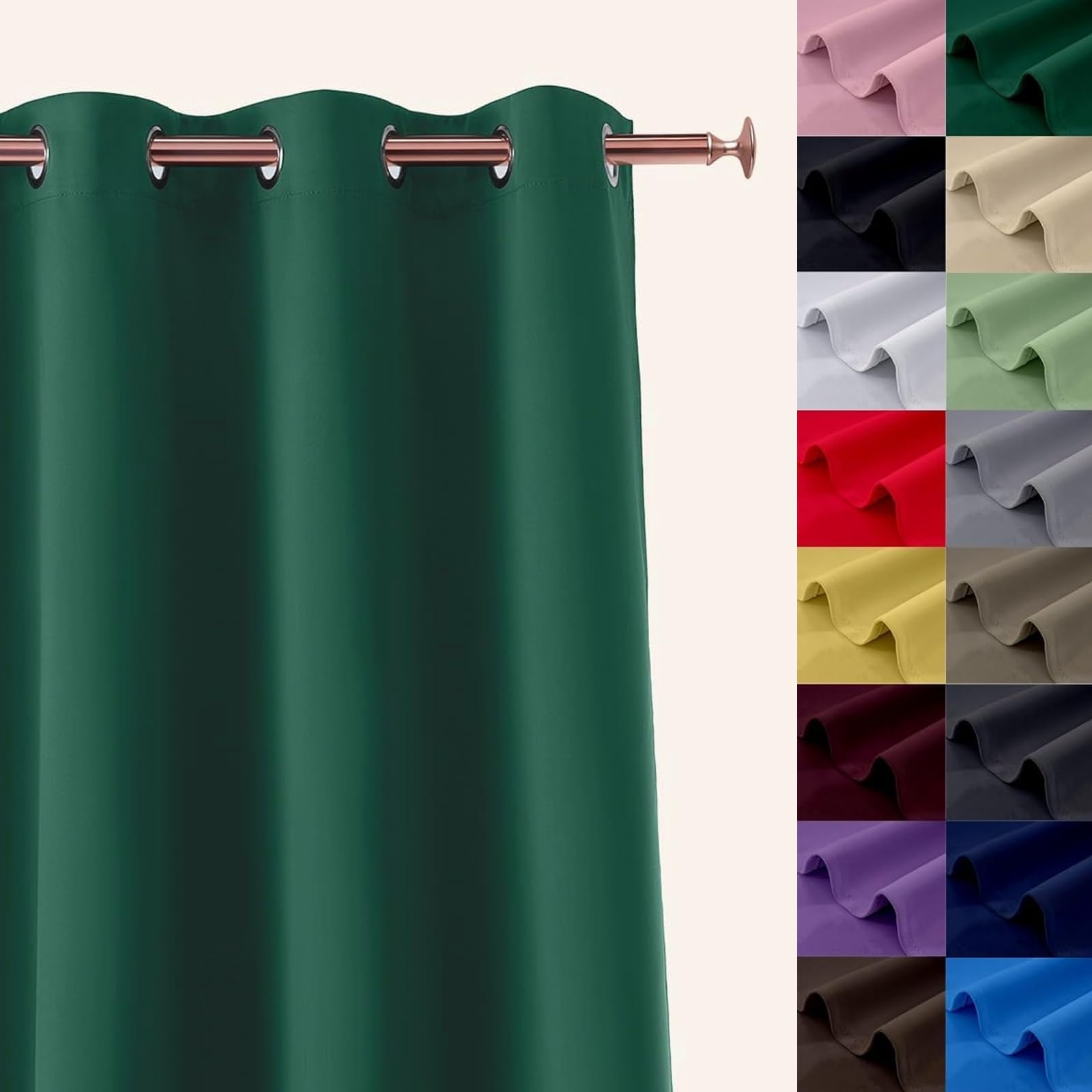 Verdunklungsvorhänge mit Ösen 40 x 120 cm Pflegeleicht Thermo Blickdicht, Blackout Ösenschal Blickdicht Abdunkelnd, mit Raffhalter für Wohnzimmer Kinderzimmer, Grün