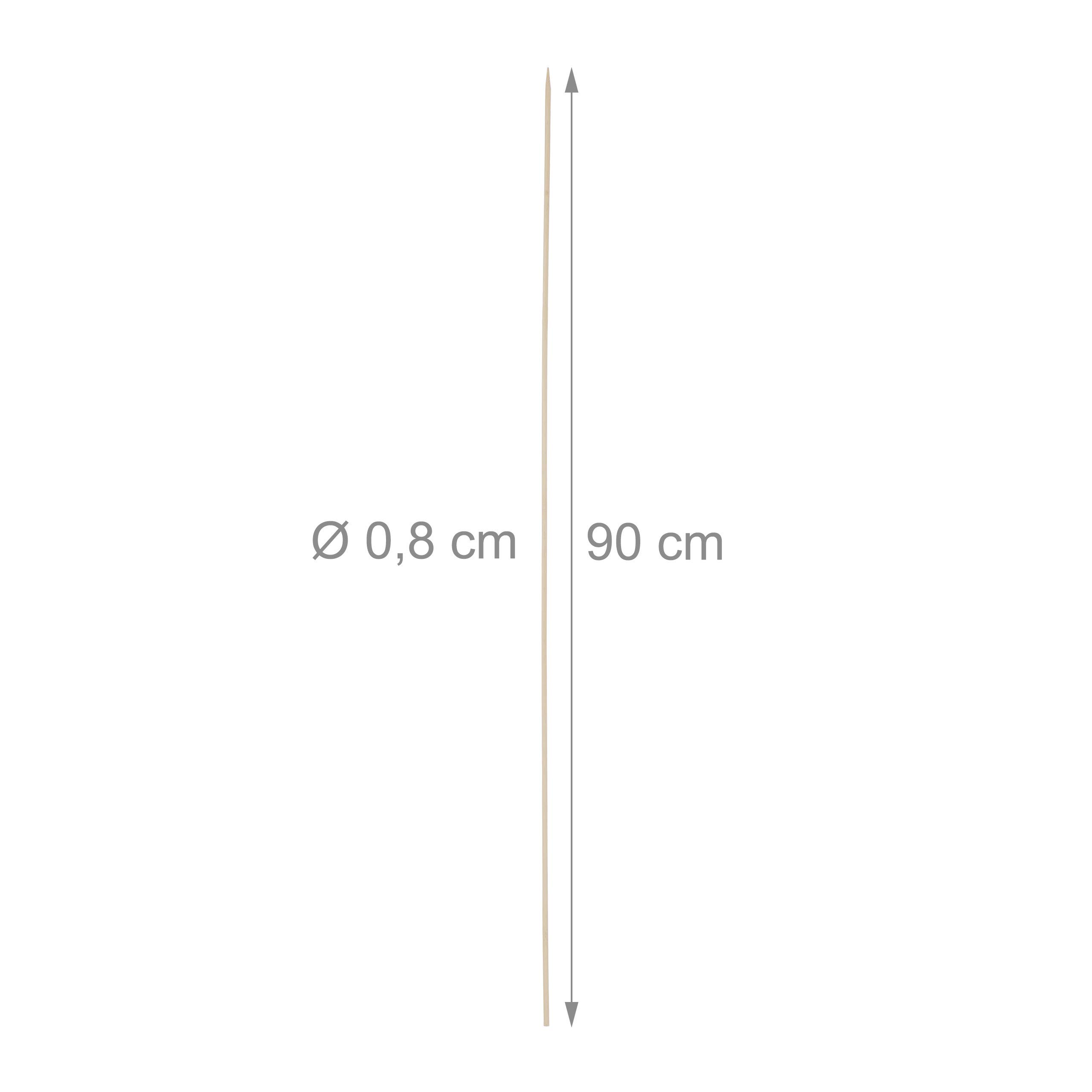 Relaxdays Brochetas de Madera, de Bambú, Set 100, 90cm, Palillos Largos, Pinchos para Barbacoa, Ø 8 mm, marrón Natural