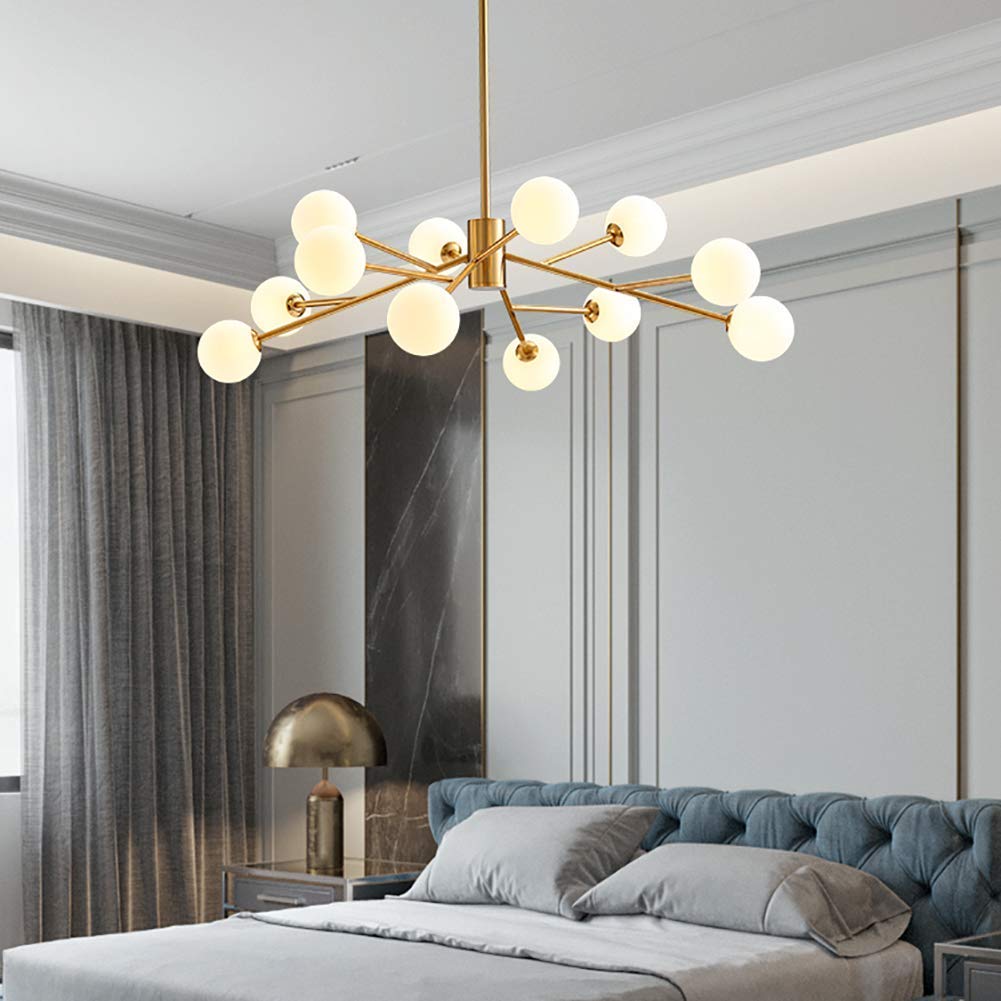 chandelier Przemysł Sputnik żyrandol, przezroczysty szklany oświetlenie żyrandoli wyposażenie oświetlenia salonu lampy do jadalni Lampy LED wiszące światło sufitowe ramię w jasnym, szarej abażurze.,