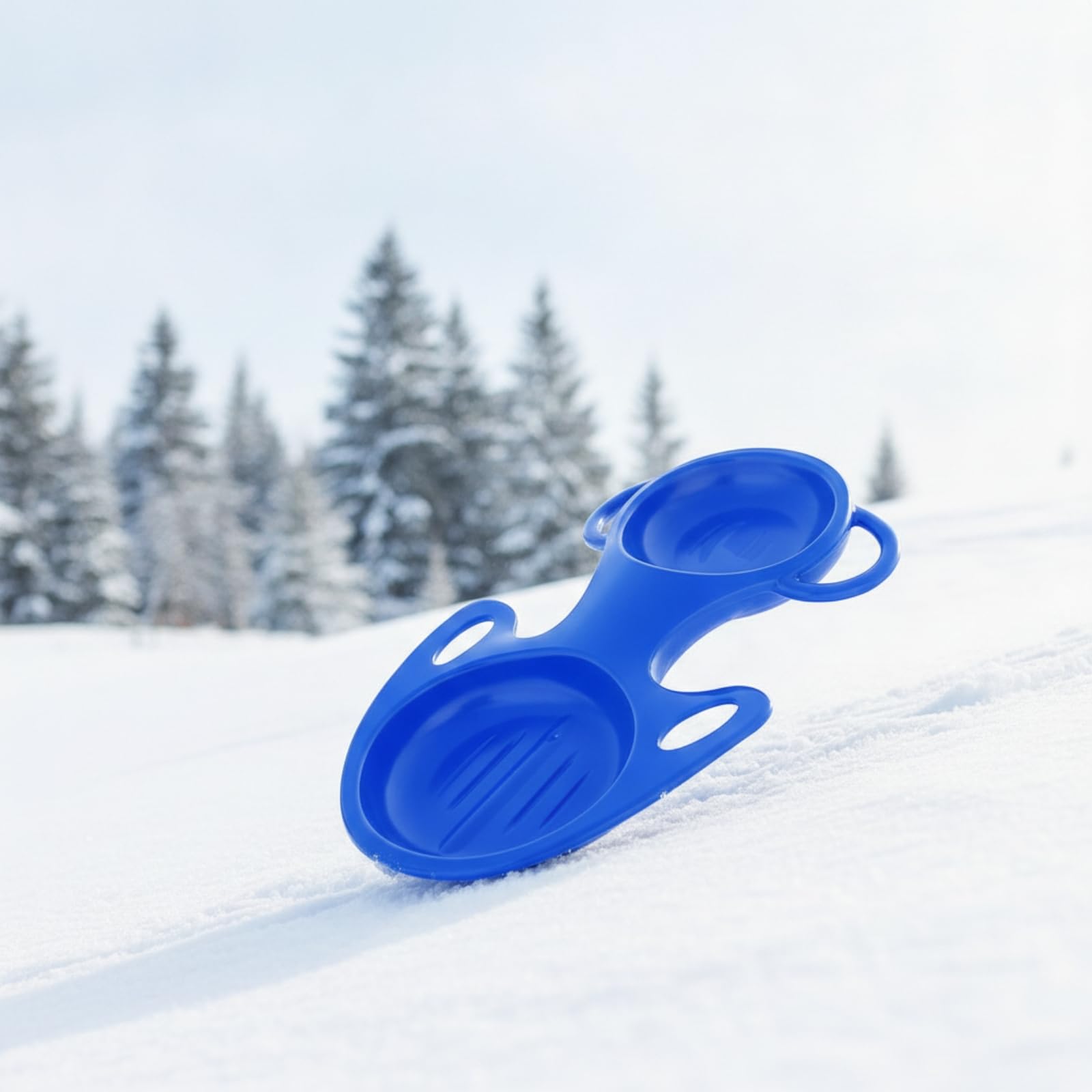 Slitta da Neve Persone Slitta Bob Toboggan di Fondo in HDPE Leggero con Maniglie Laterali E Foro per Corda volata Fluida E Stabile Adatta per Colline Innevate Giardino