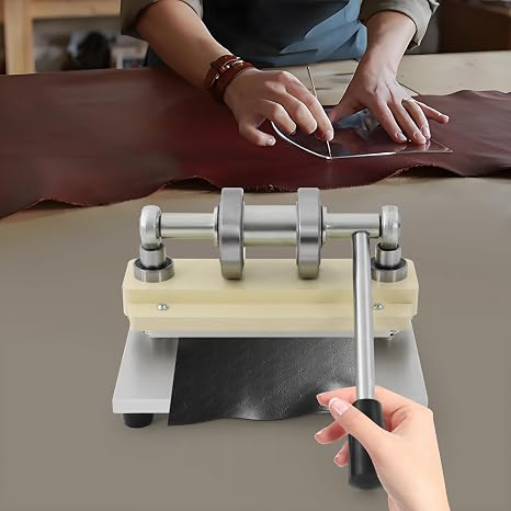 Manual Die Cutting Machine, Leather Cutting Machine with Carbon Steel Hand, Crank Embossing Machine Dual Guide Shafts Heavy Duty Hand Press for Home Craft Leather Working Paper Craft