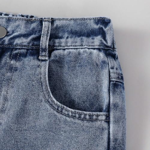 Pantalon en jean ample filles ado avec franges design denim décontracté et souple - 5