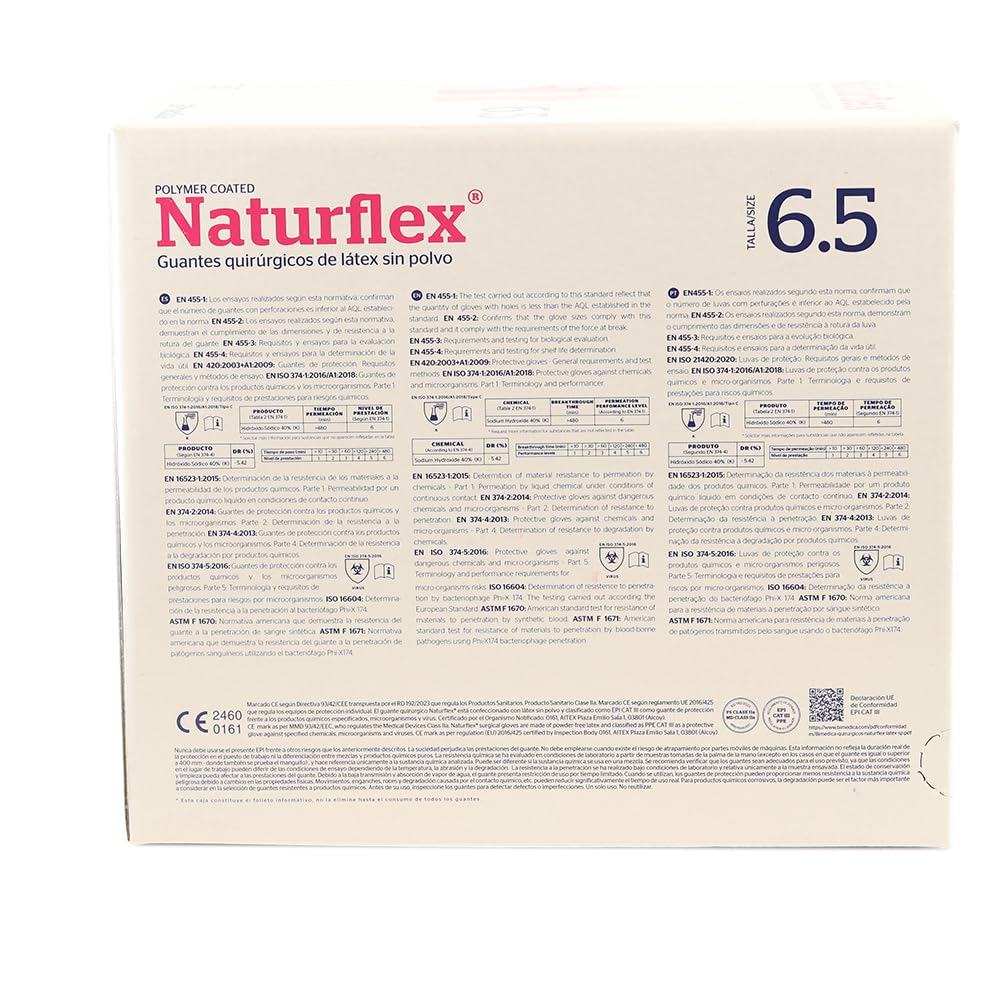 Guantes CIRUGIA NATURFLEX ESTERIL SIN Polvo 6 1/2 50 UDS BIMEDICA