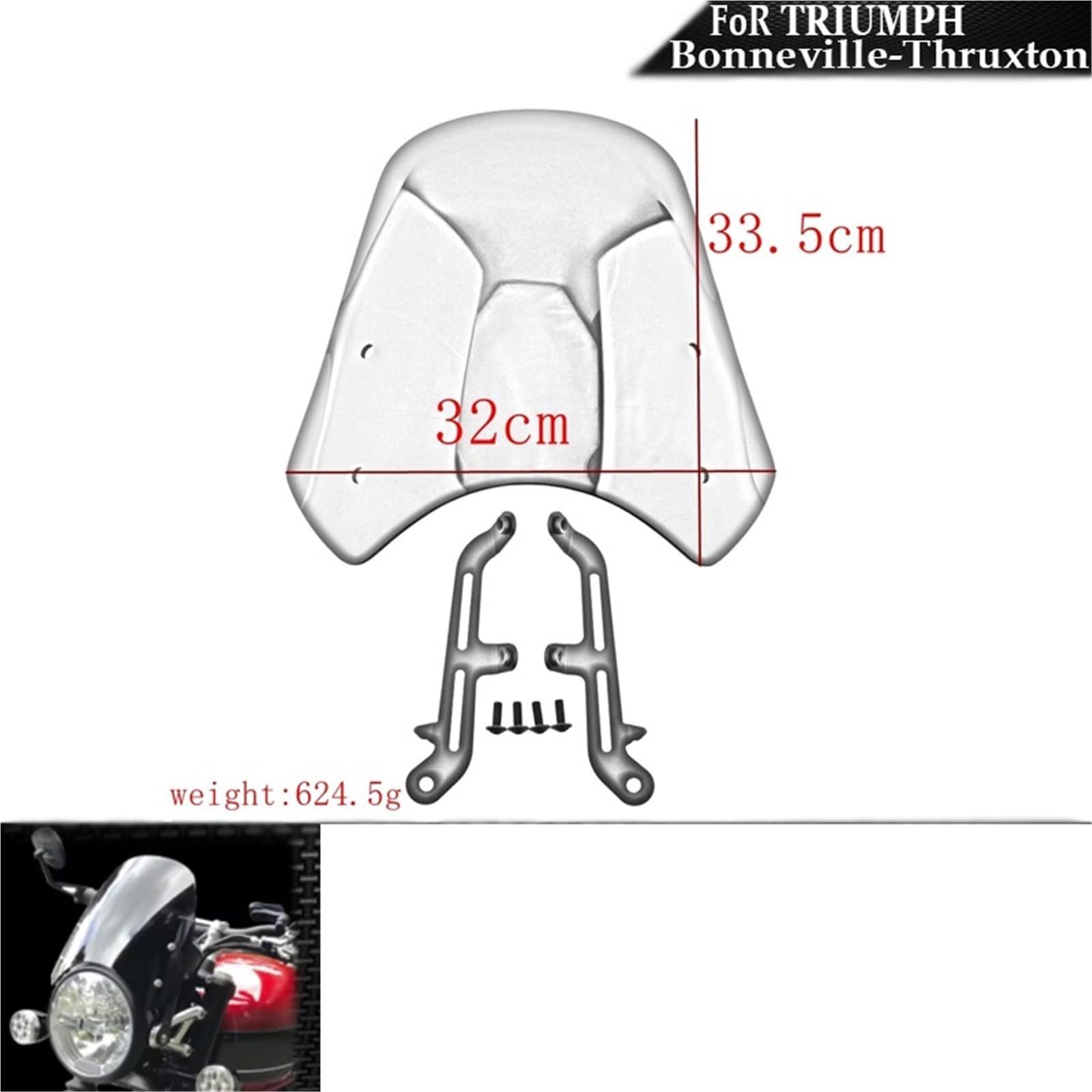 powietrzadeflektor Pasuje do motocykli Triumph Bonneville T100-T120 Thruxton 900 Akcesoria do szyb przednich Osłona przeciwsłoneczna Osłona przeciwsłoneczna Uchwyt Deflektor motocykla(Clear)