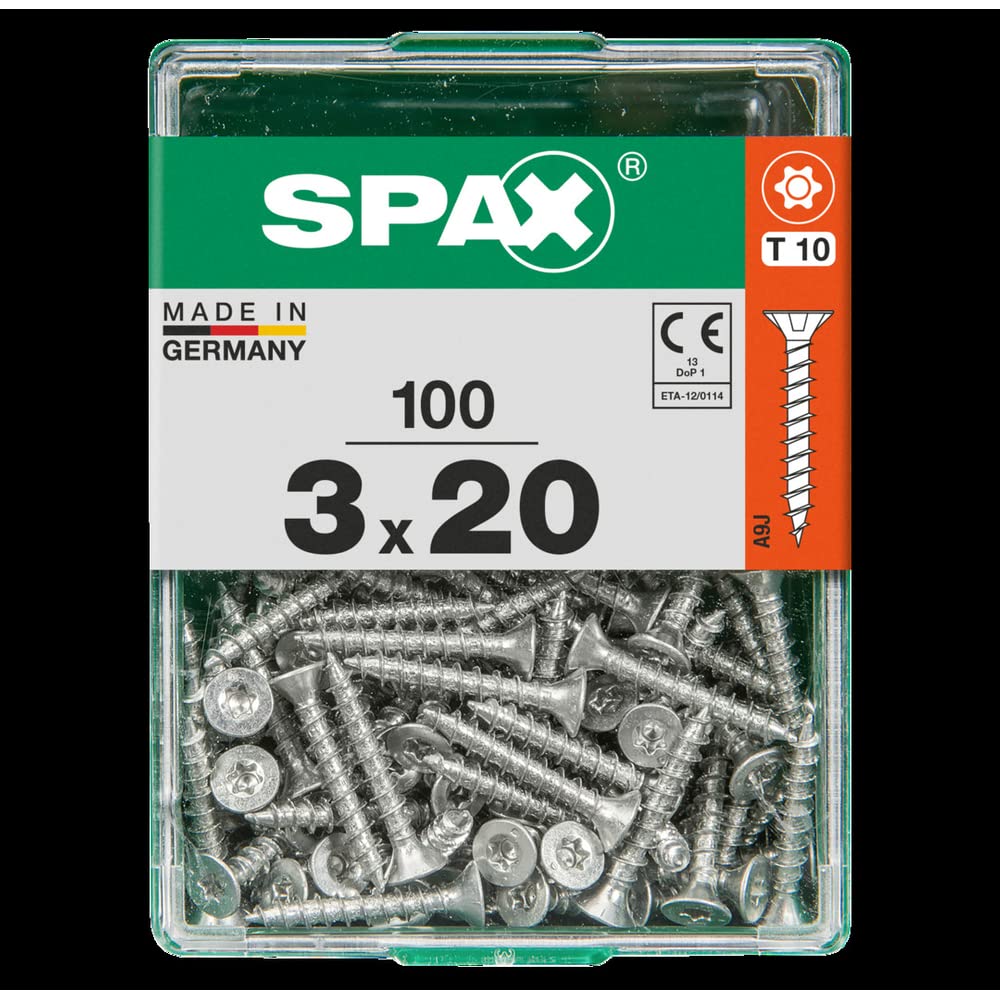 SPAX Universalschraube, 3 x 20 mm, 100 Stück – Vollgewinde, Senkkopf, WIROX