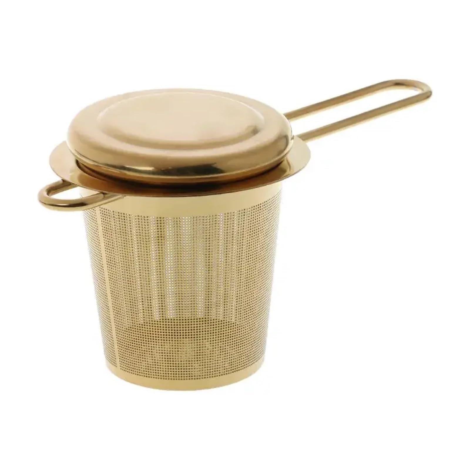 Infusor de té reutilizable de acero inoxidable, filtro de hojas sueltas de malla con tapa para tetera y especias, accesorio de cocina esencial para los amantes del té