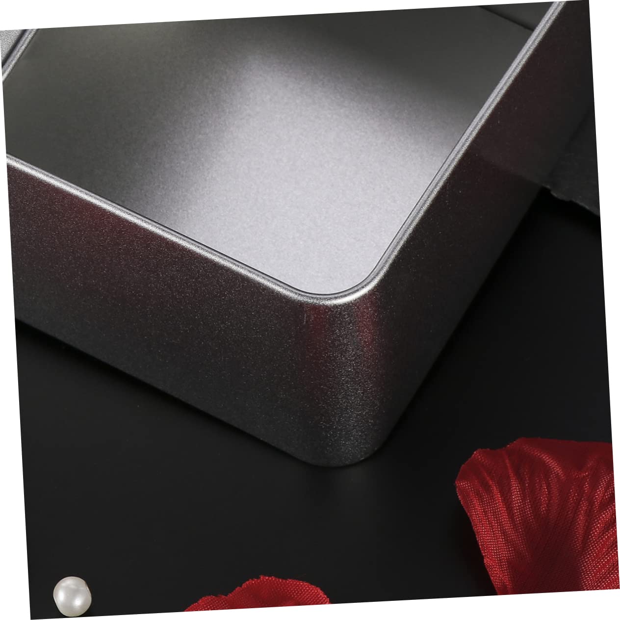 BRIGHTFUFU Square Empty Tin Box Elegant Silver Storage Container for Teas Spices Candies Tinplate with Lid for Organizing