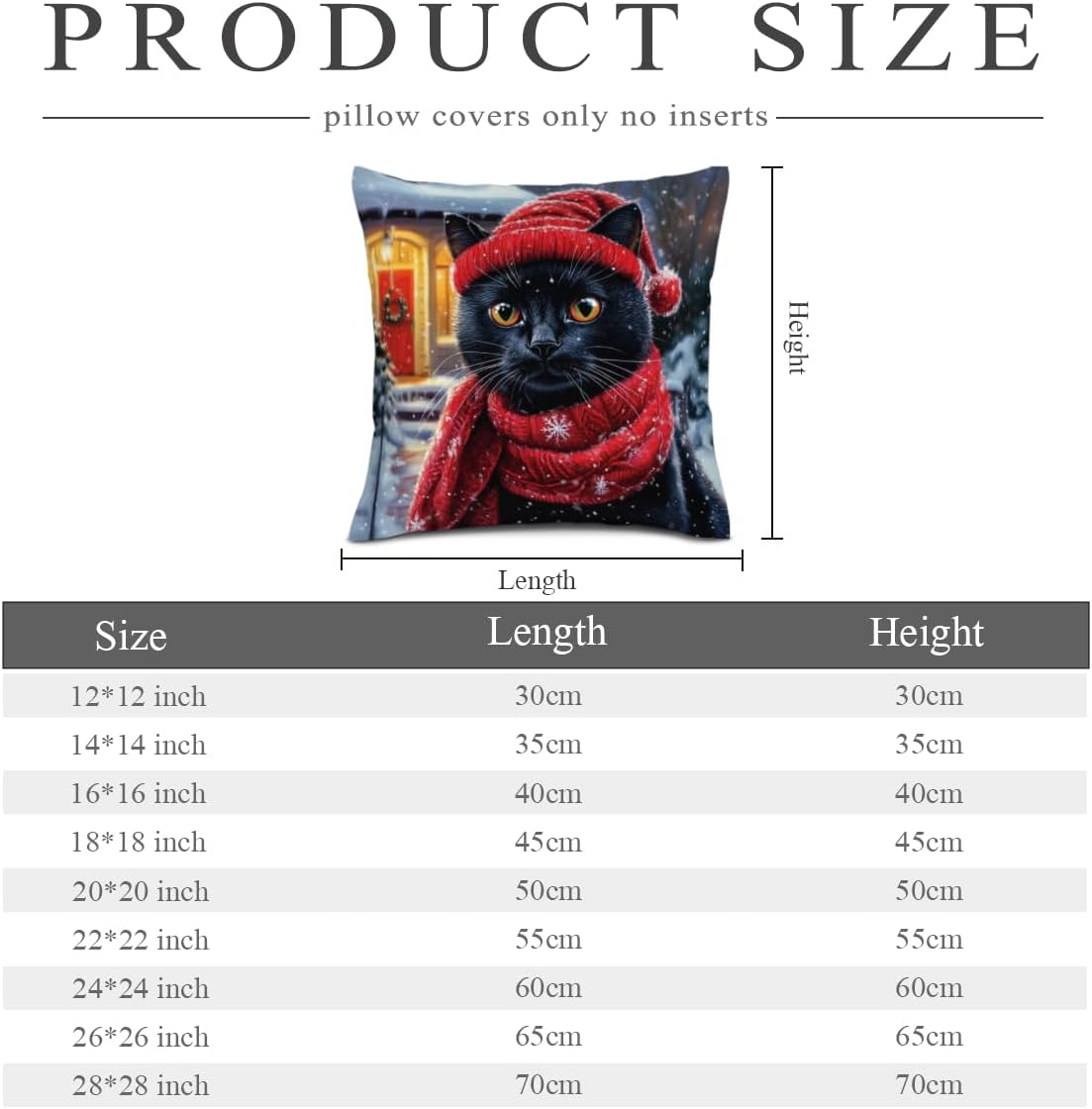 Hello Winter Black Cat Pillow Covers 28x28 Set of 2 Throw Pillow Case Snowflakes Cushion Case for Holiday Decorations Couch Sofa