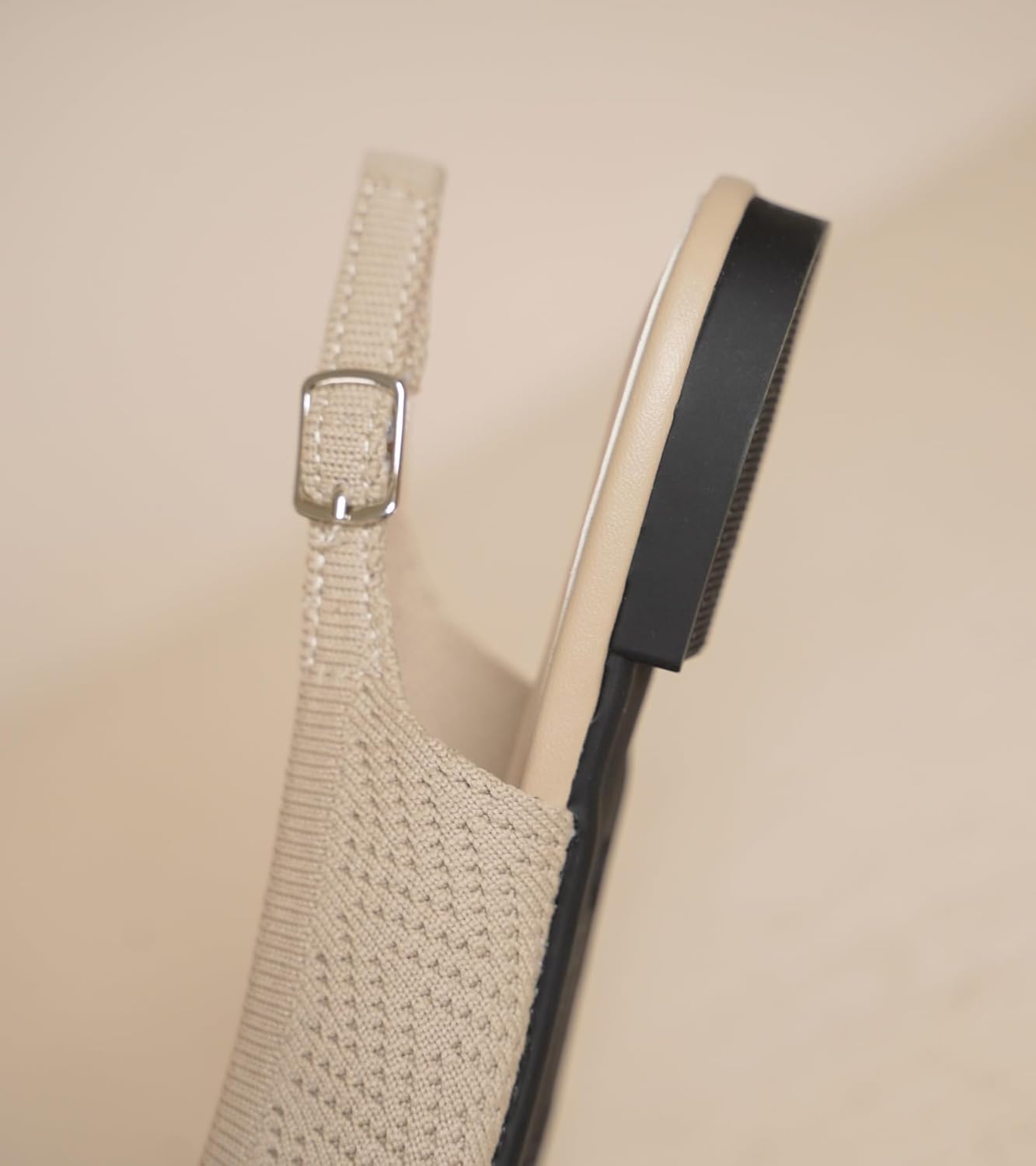 Slingback Ballet Flats for Women Pointed Toe Adjustable Buckle Strap Flats Comfortable Dressy Flats for Work & Party Knit Slip On Shoes - Image 6