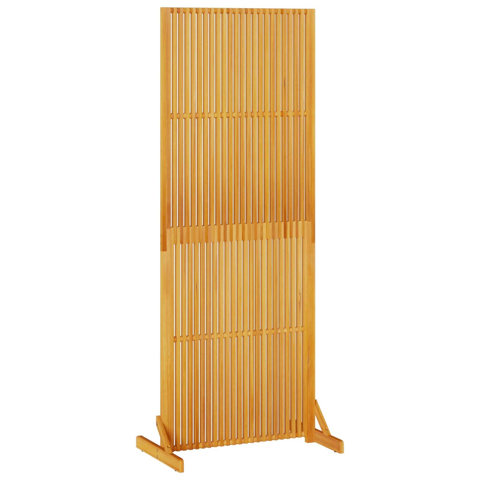 Brise-vue en bois marron 79,5 x 50 x 200 cm – Paravent extérieur et intérieur en bois d'acacia massif huilé – Paravent pliable pour jardin, terrasse, balcon et salon