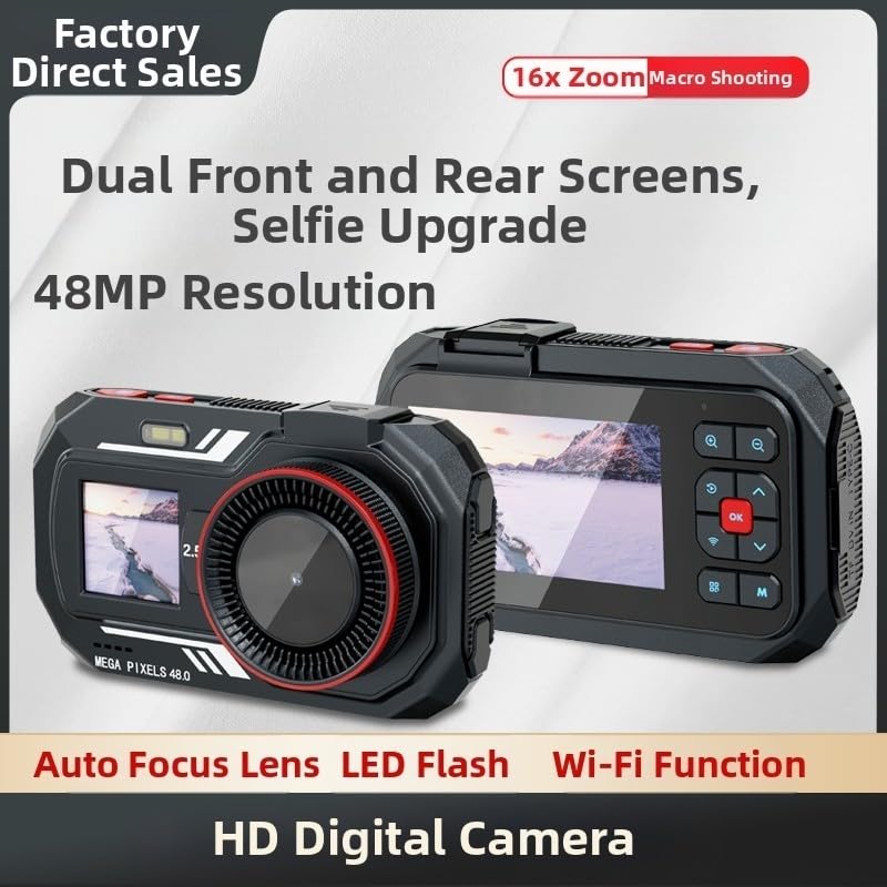 Cámara digital 2.5K con WiFi y doble pantalla de 3" para fotos nítidas sin errores 4