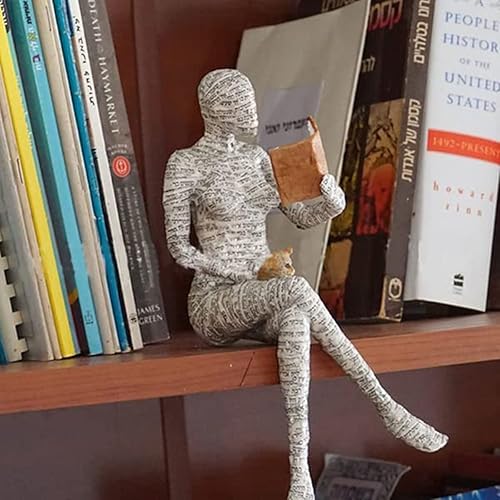 Miniatura 3 de Pulp Woman - Estantería de lectura para mujer, estatua de mujer de lectura, estatua de resina, estilo pensador, esculturas abstractas para