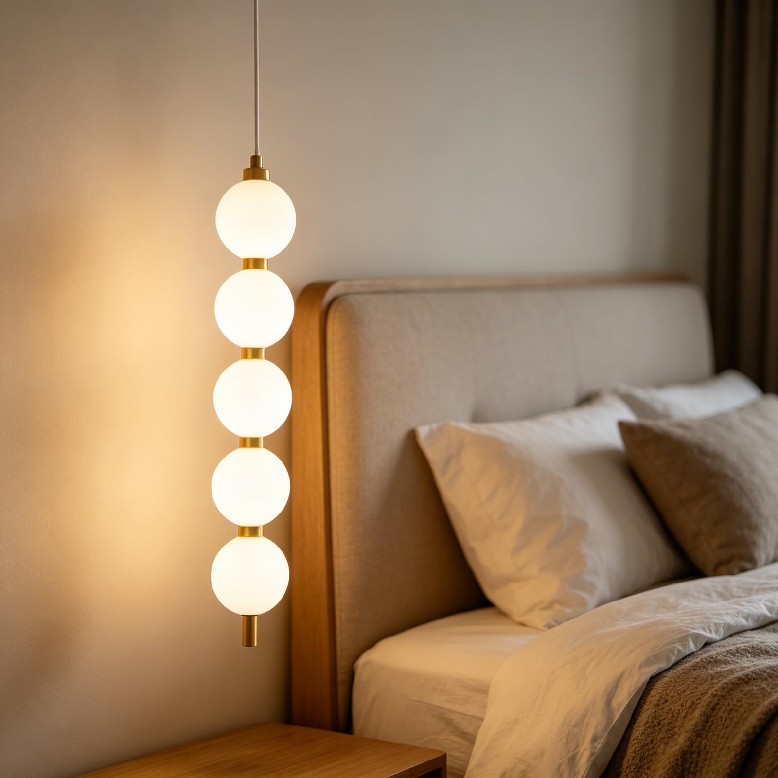 YNVIOZM Gold Pendant Lights Kitchen Island Milk Acrylic Pendant Light Mid Century Modern Chandelier Vertical Linear Globe Hanging Ceiling Lighting Fixture for Kitchen Island Bedroom Dining Room