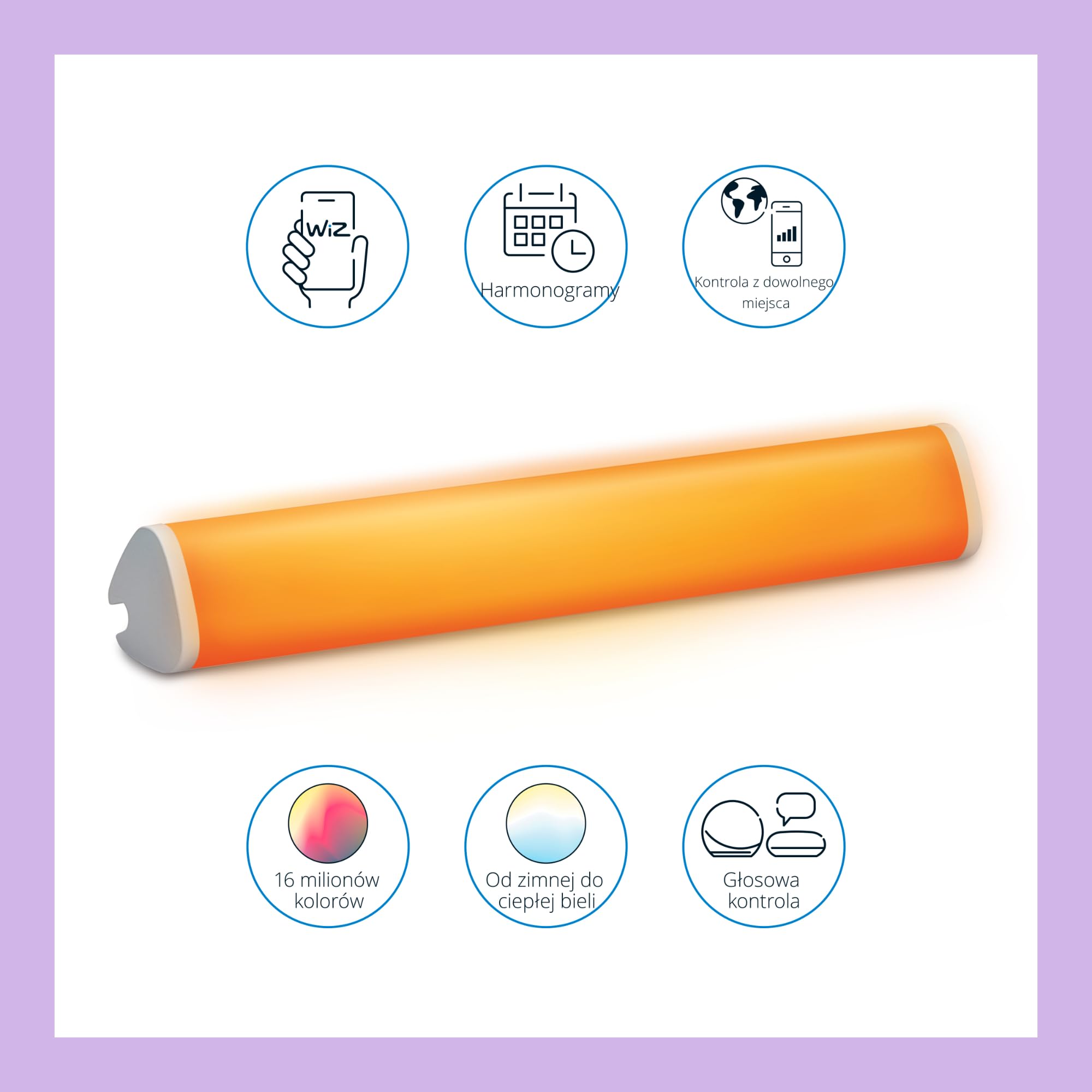 WiZ Inteligentna lampa Linear Bar, Wi-Fi, wiele odcieni bieli, szeroka paleta kolorów, sterowanie aplikacją