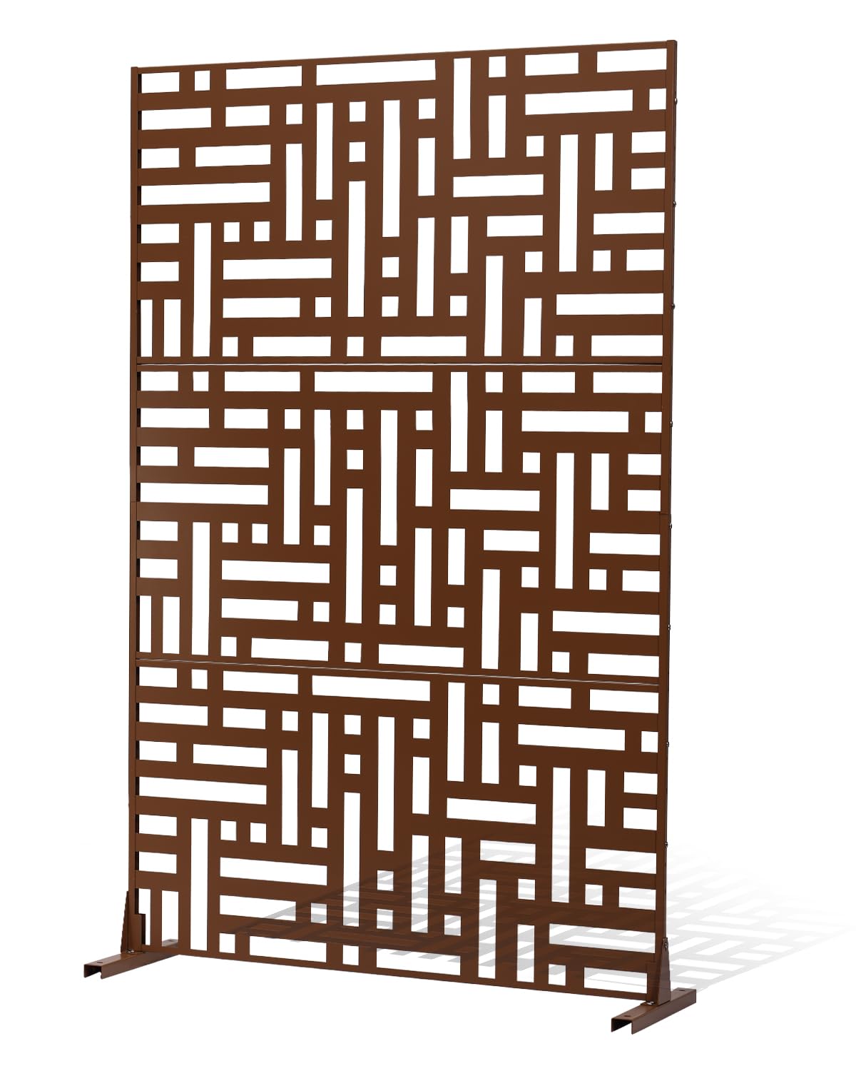 VEVOR Metal Privacy Screen, 36" W x 72" H, Outdoor Privacy Screens & Panels, Freestanding Outdoor Divider with Stand, 3-Panel Decorative Garden Steel