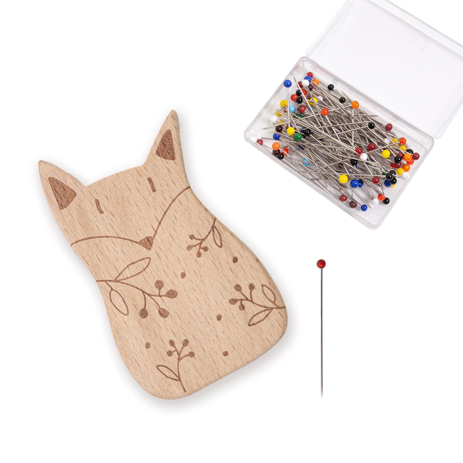 Puntaspilli in legno con 100 spille da cucito per sartoria cucito puntaspilli con 38 mm lungo dritto quilting pin