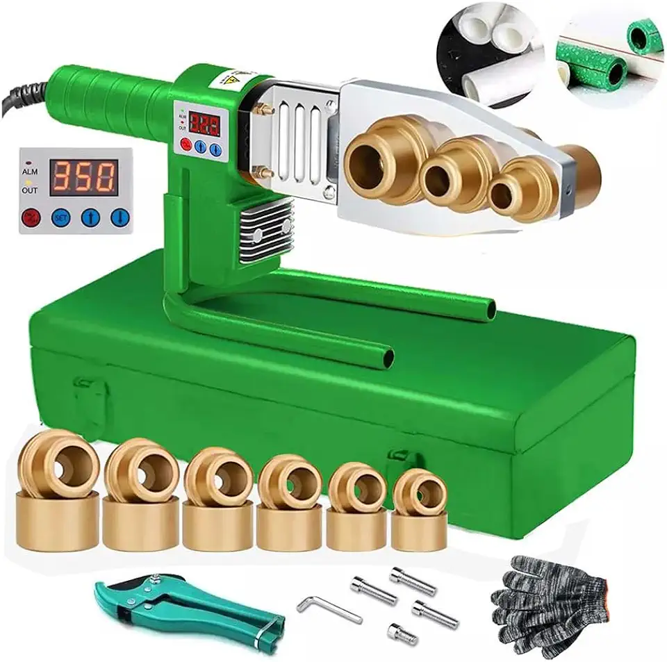 FINYQBET Máquina de Solda de Tubo com Display Digital 1000W 220V - Kit Completo para Tubos PPR, PE, HDPE (20-63 mm) - Ideal para Uso Doméstico, Oficinas e Canteiros de Obras