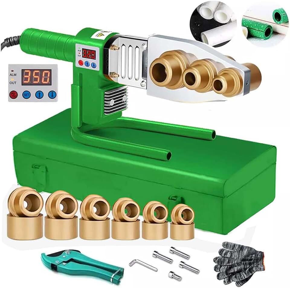 FINYQBET Máquina de Solda de Tubo com Display Digital 1000W 220V - Kit Completo para Tubos PPR, PE, HDPE (20-63 mm) - Ideal para Uso Doméstico, Oficinas e Canteiros de Obras