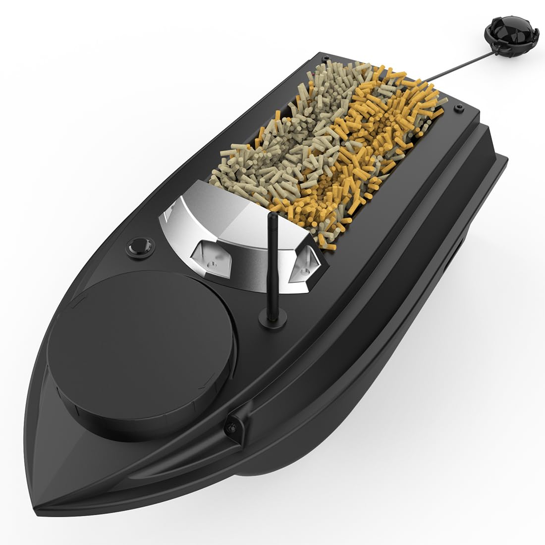 Barco de cebo teledirigido para pesca, V030 12V 2.4G, barco de cebo teledirigido de alta velocidad con alcance de control remoto de 800 m y tolva de carga de 3 kg con posicionamiento GPS, regalo de