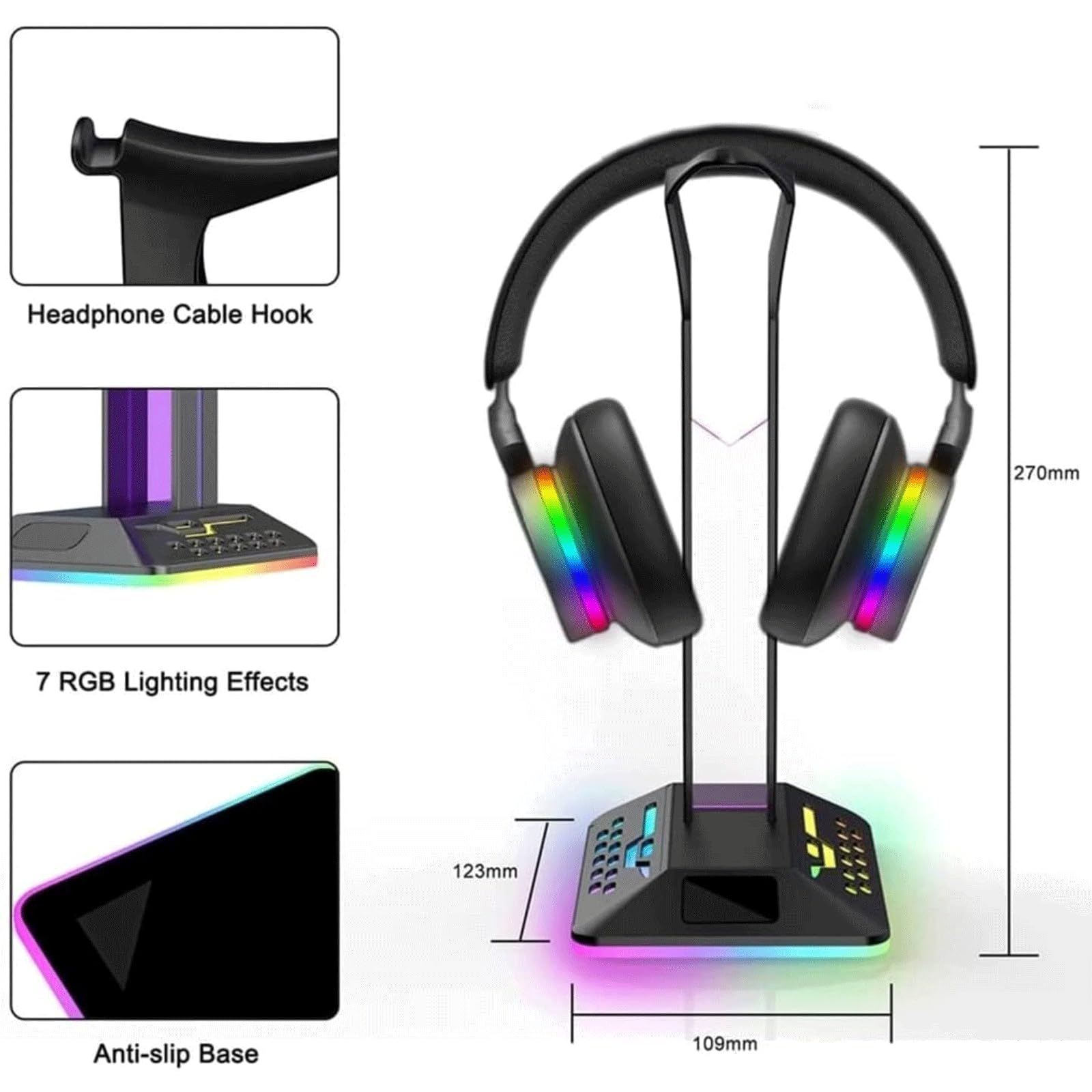 Nuovo Gaming Headset Holder RGB Cuffie Stand Type-C Ingresso Dual USB Supporto Cuffie per Scrivania Verticale Auricolare Basamento Supporto