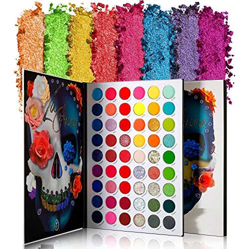 Image of Beauty Glazed DELANCI Big Colorful Eyeshadow Palette Professional 54 Color Board Eye Shadow Bright Neon Glitter Matte Shimmer Makeup Pallet Highly Pigmented Powder Eye Shadow