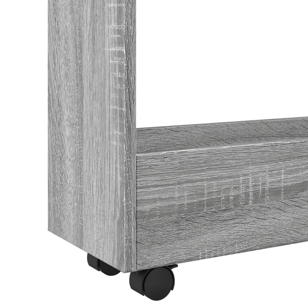 Carro de almacenamiento estrecho de 3 niveles, carrito de madera con ruedas, para cocina, baño, salón, gris, Sonoma, 60 x 22 x 80 cm